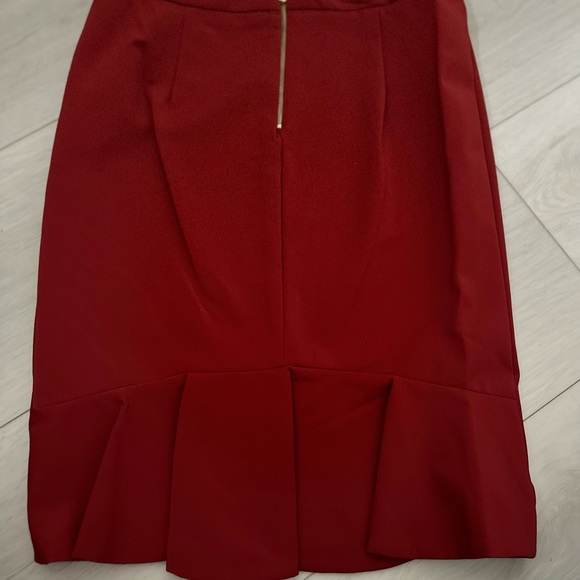 EUC ZARA Woman red skirt with back bottom ruffle detail - Picture 2 of 4